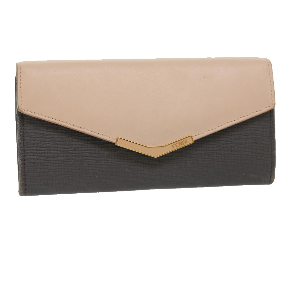Fendi Long Wallet Leather Pink Gray Auth 31186